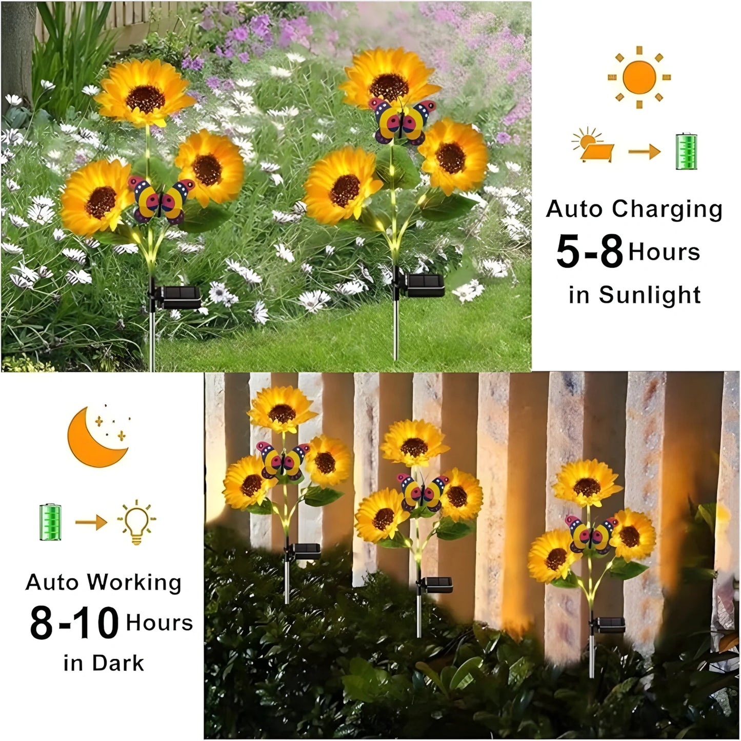4-Pack  Solar Sunflower LED Lights