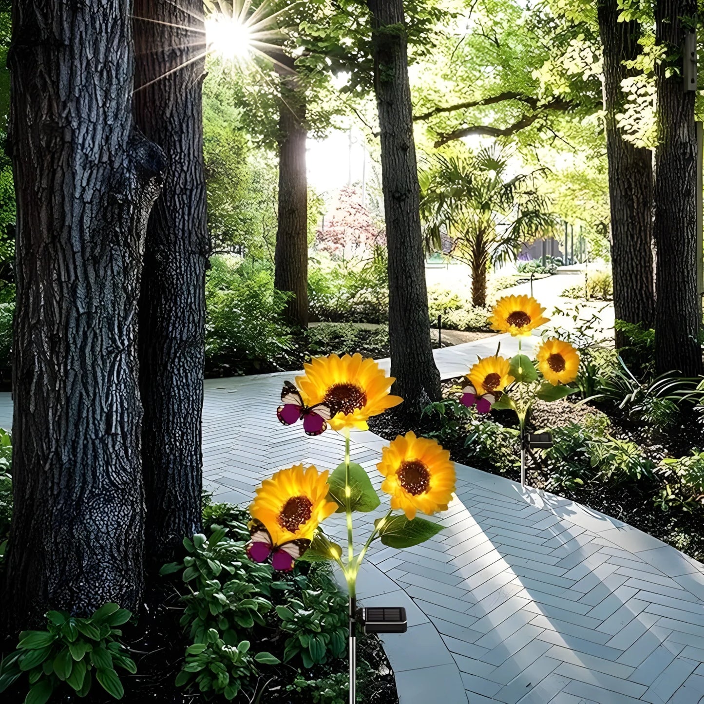 4-Pack  Solar Sunflower LED Lights