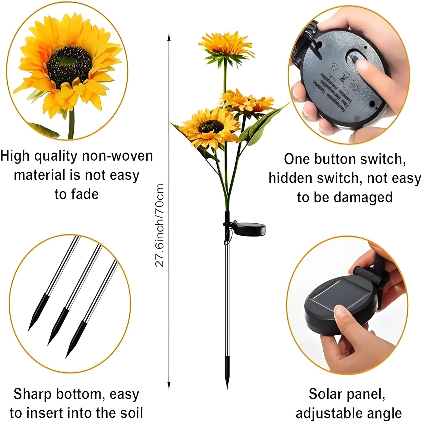 4-Pack  Solar Sunflower LED Lights