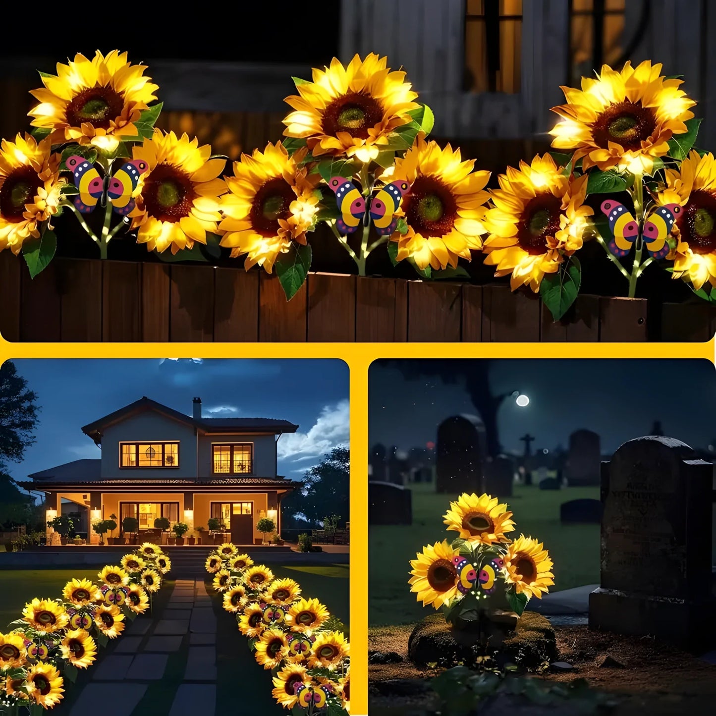 4-Pack  Solar Sunflower LED Lights